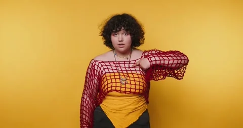 Creative expression through vibrant fashion and bold personality in a strik.. Stock Footage 313951605