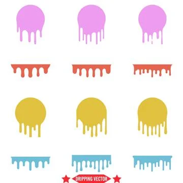 Creative Expression  Vibrant Dripping Effect Vector Collection Stock Illustration