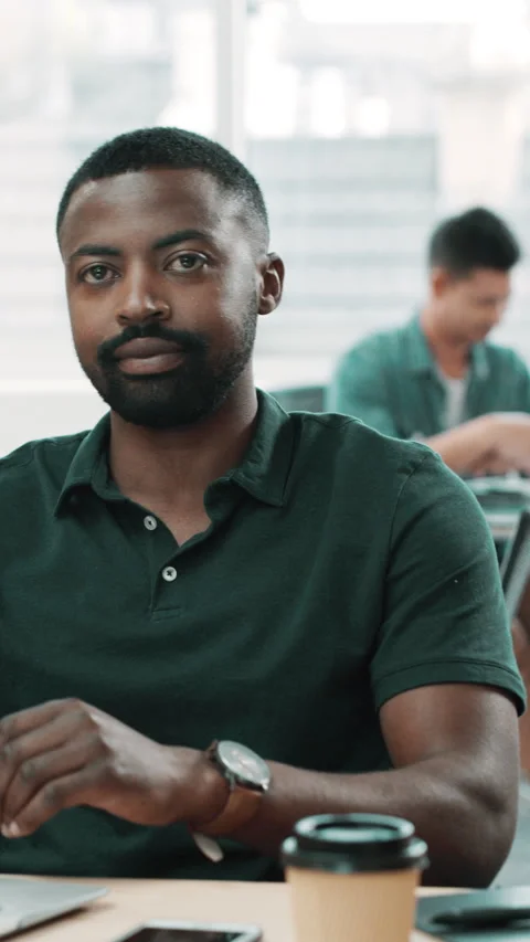 Creative, face and man with laptop, office and copywriting on website, laughing Stock Footage 324015413