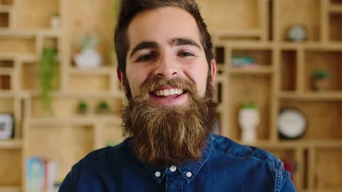 Creative, face or man in office with laugh, positive attitude or optimism in Stock Footage 336652637