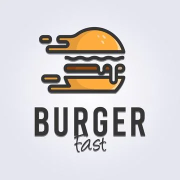 Creative fast burger, fast delivery burger logo vector illustration design,.. Stock Illustration