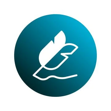 Creative feather illustration on a gradient blue background, symbolizing wr.. Illustrazione stock