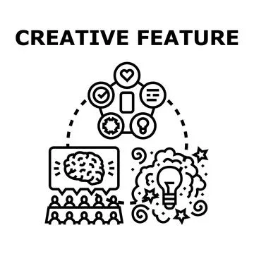 Creative feature brainstorming product development startup idea Stock Illustration