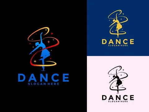 Creative Female Dance art logo icon, Dancer logo design template, dancing w.. Stock Illustration