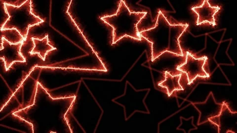 Creative fire style stars rendering. Colorful burning shape of stars lightnin Stock Footage 144560564
