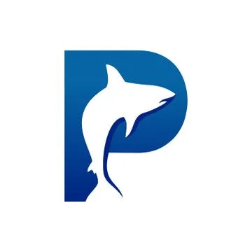 Creative Fish Shape Initial P Lettermark Symbol Design Stock Illustration
