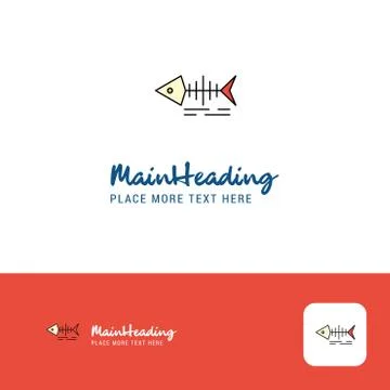 Creative Fish skull Logo Design. Flat color Logo place for Tagline. Vector Il Stock Illustration