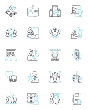 Creative flair linear icons set. Innovate, Imagination, Ingenuity, Inspiration Stock Illustration