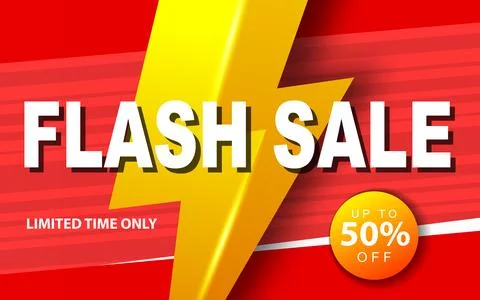 Creative flash sale banner template design with lightning, special offer, l.. Stock Illustration