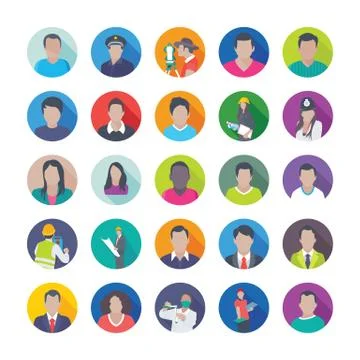 Creative Flat Icons Set of Professions Stock Illustration