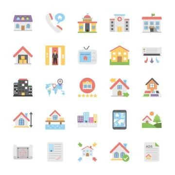 Creative Flat Icons Set Of Real Estate Stock Illustration