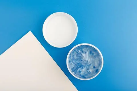 Creative flat lay with face or hair mask with sea minerals Stock Photos