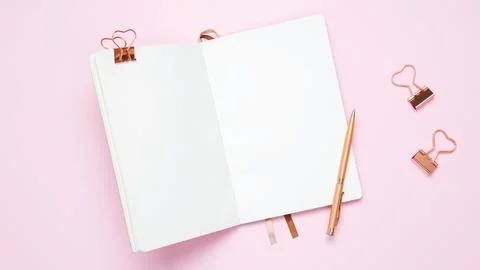 Creative flat lay mockup design of workspace. Top view composition with white Stock Photos