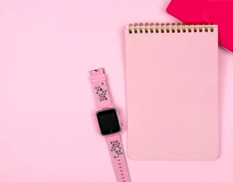 Creative flat lay photo of workspace desk. Stock Photos