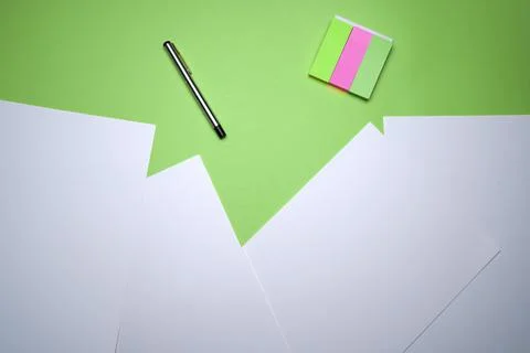 Creative flat lay, table top, top view of business office, student workspace, Stock Photos