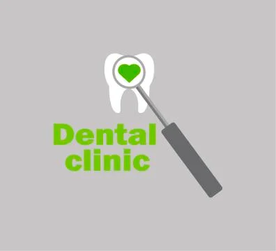Creative flat logo dentistry - tooth icon and dental tool Stock Illustration
