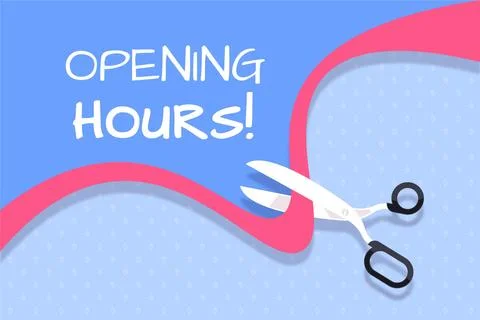 Creative flat new opening hours sign Stock Illustration