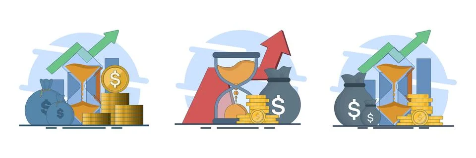 Creative flat vector illustration set showcasing data analytics Stock Illustration