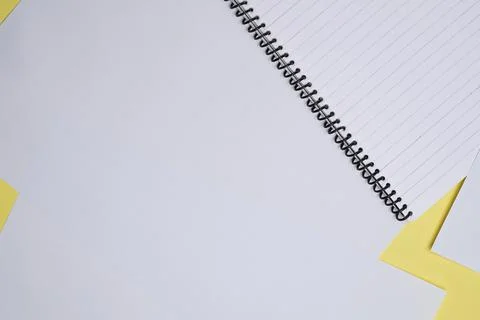 Creative flay lay, table top for students, office, business work.Spiral Noteb Stock Photos