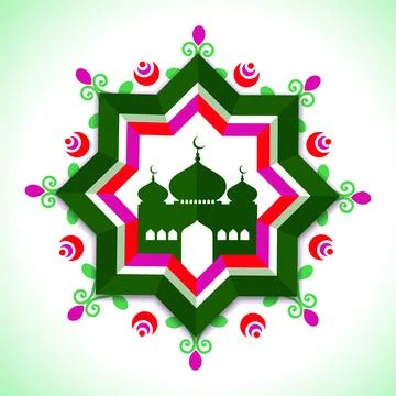 Creative floral design decorated frame with mosque for holy month of Muslim.. Stock Illustration