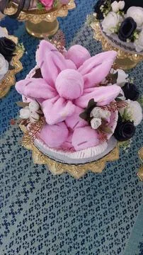 Creative Flower Arrangement Using Towels decorations Stock Photos