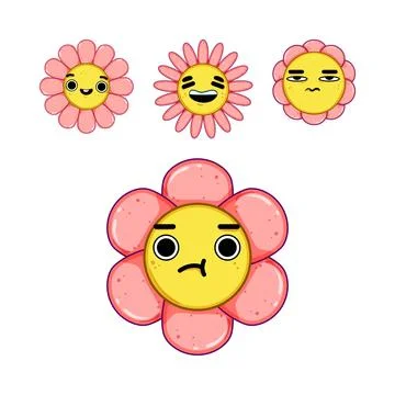 Creative flower character expressions set for design Stock Illustration
