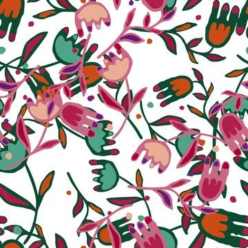 Creative flower seamless pattern. Folk floral wallpaper. Illustrazione stock