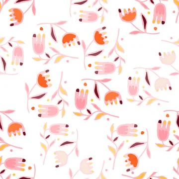 Creative flower seamless pattern. Folk floral wallpaper. Stock Illustration