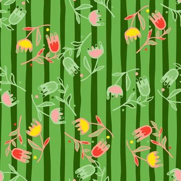 Creative flower seamless pattern. Folk floral wallpaper. Stock Illustration