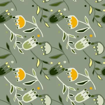 Creative flower seamless pattern. Folk floral wallpaper. Stock Illustration