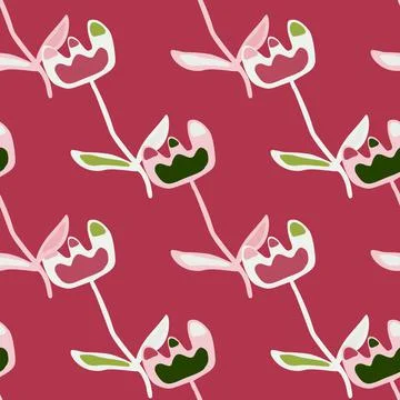 Creative flower seamless pattern. Unusual floral wallpaper. Botanical sketch  Illustrazione stock