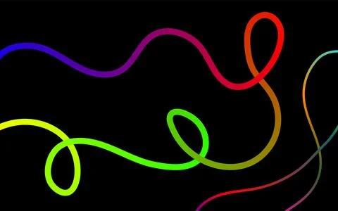 Creative flowing vibrant lines forming abstract patterns on black backgroun.. Stock Illustration