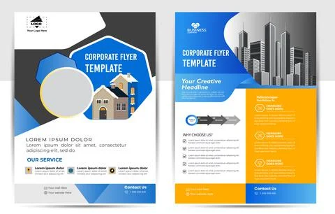 Creative flyer template, Book Cover Design, Business Brochure, Annual Report. Stock Illustration