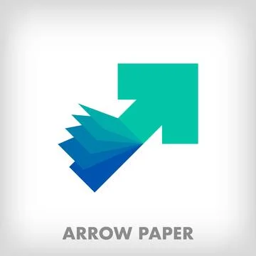 Creative folding arrow and page sign. Stock Illustration