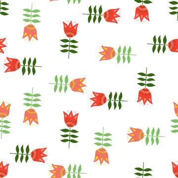 Creative folk art pattern. Orange flower. Floral nature wallpaper. Folklore s Stock Illustration