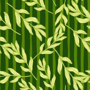 Creative forest branch with leaves seamless pattern. Foliage backdrop. Nature Stock Illustration