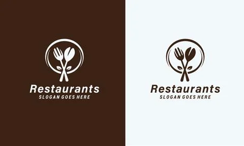 Creative Fork and Spoon Logo for Sustainable and Organic Restaurants. Stock Illustration