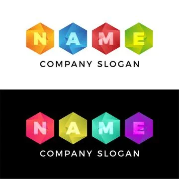 Creative four Hexagon honeycomb comet logo bright, multicolor entertainment with Stock Illustration