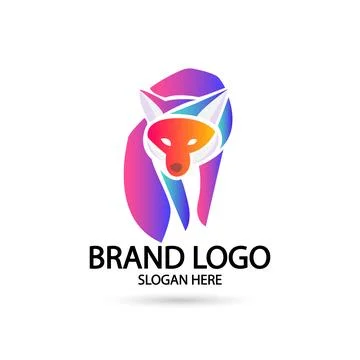Creative fox Animal Modern Simple Gradient Design Concept logo set. Vector .. Stock Illustration