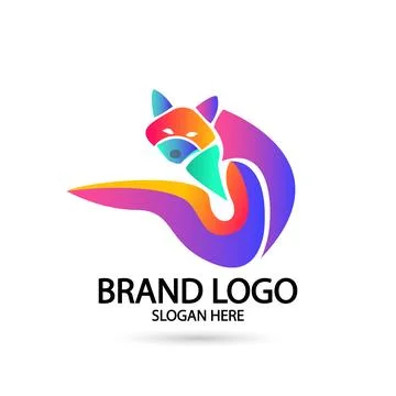 Creative fox Animal Modern Simple Gradient Design Concept logo set. Vector .. Illustrazione stock