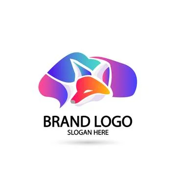 Creative fox Animal Modern Simple Gradient Design Concept logo set. Vector .. Stock Illustration