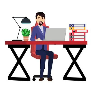 Creative freelance sitting and working Stock Illustration