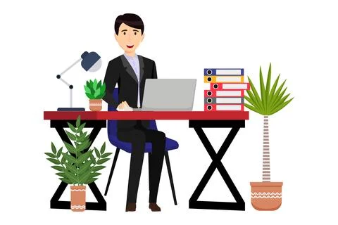 Creative freelancer businessman working Stock Illustration