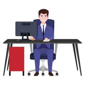Creative freelancer businessman working with pc Stock Illustration