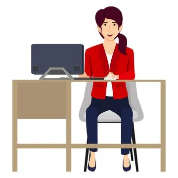 Creative freelancer girl working Stock Illustration