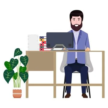 Creative freelancer on home office workspace Stock Illustration