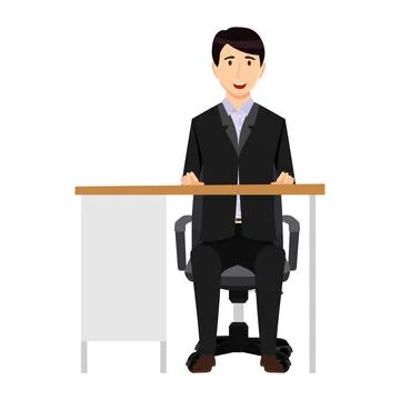 Creative freelancer sitting home office workspace Stock Illustration