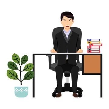 Creative freelancer sitting on home office Stock Illustration