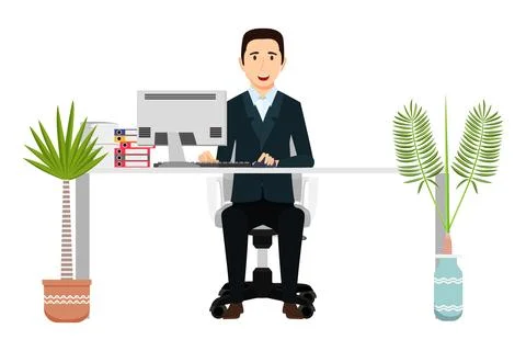 Creative freelancer working with computer pc Stock Illustration