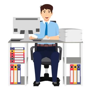Creative freelancer working on desk Illustrazione stock